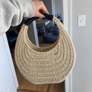 Beige and black Straw bag (Never used)